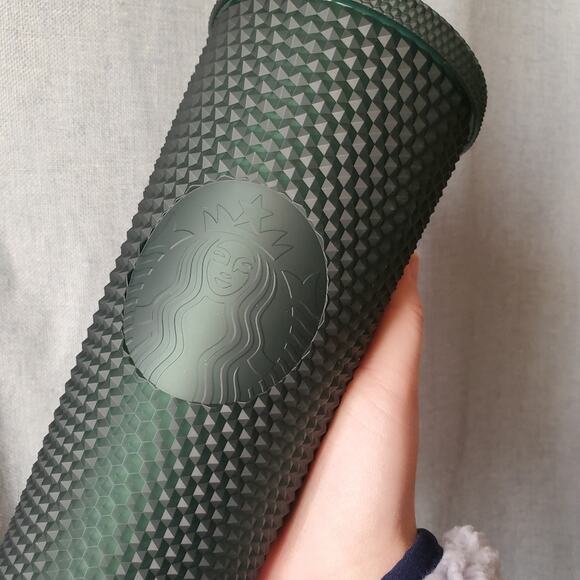 STARBUCKS STUDDED MATTE DARK FOREST GREEN VENTI TUMBLER NWT VALENTINE'S DAY 2022 - Picture 3 of 10